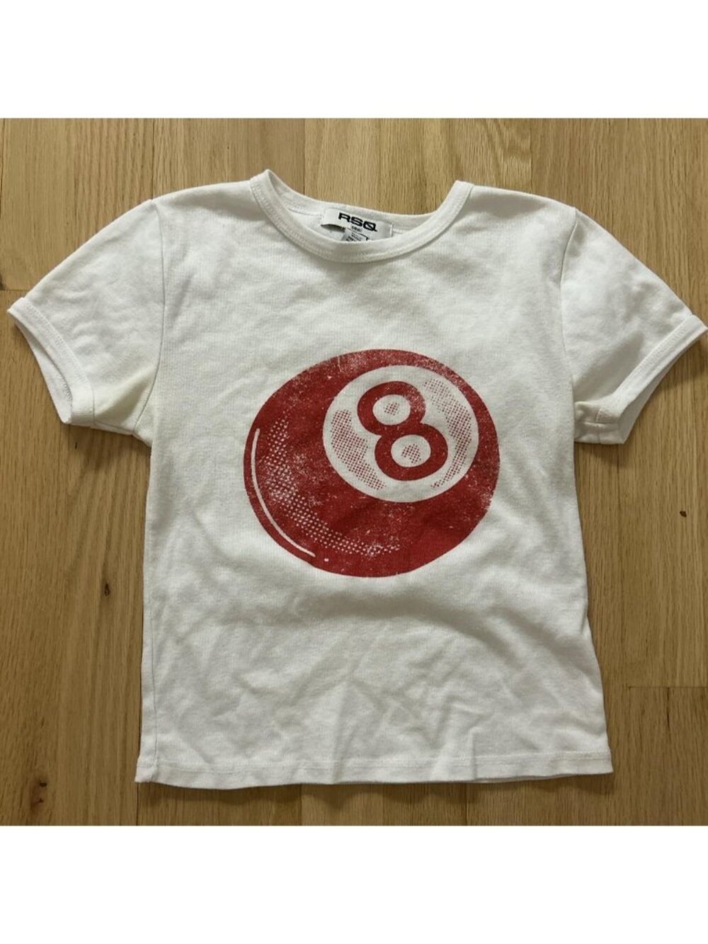 White and red 8 ball baby tee #skater #y2k